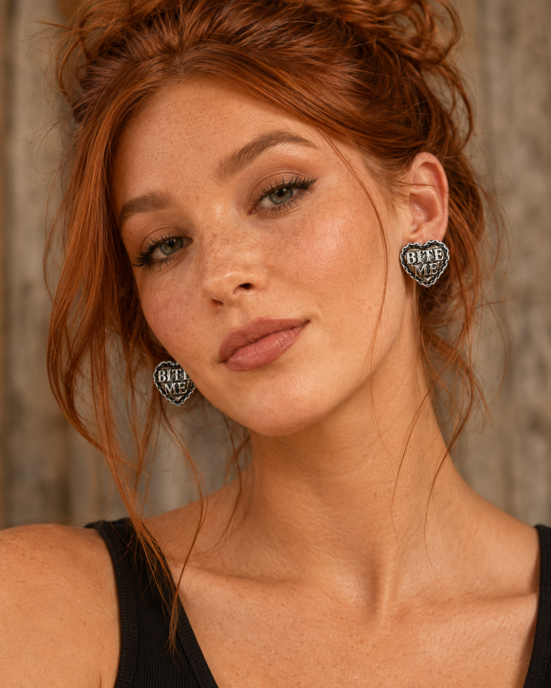 BITE ME Western Heart Earrings & Matching Ring