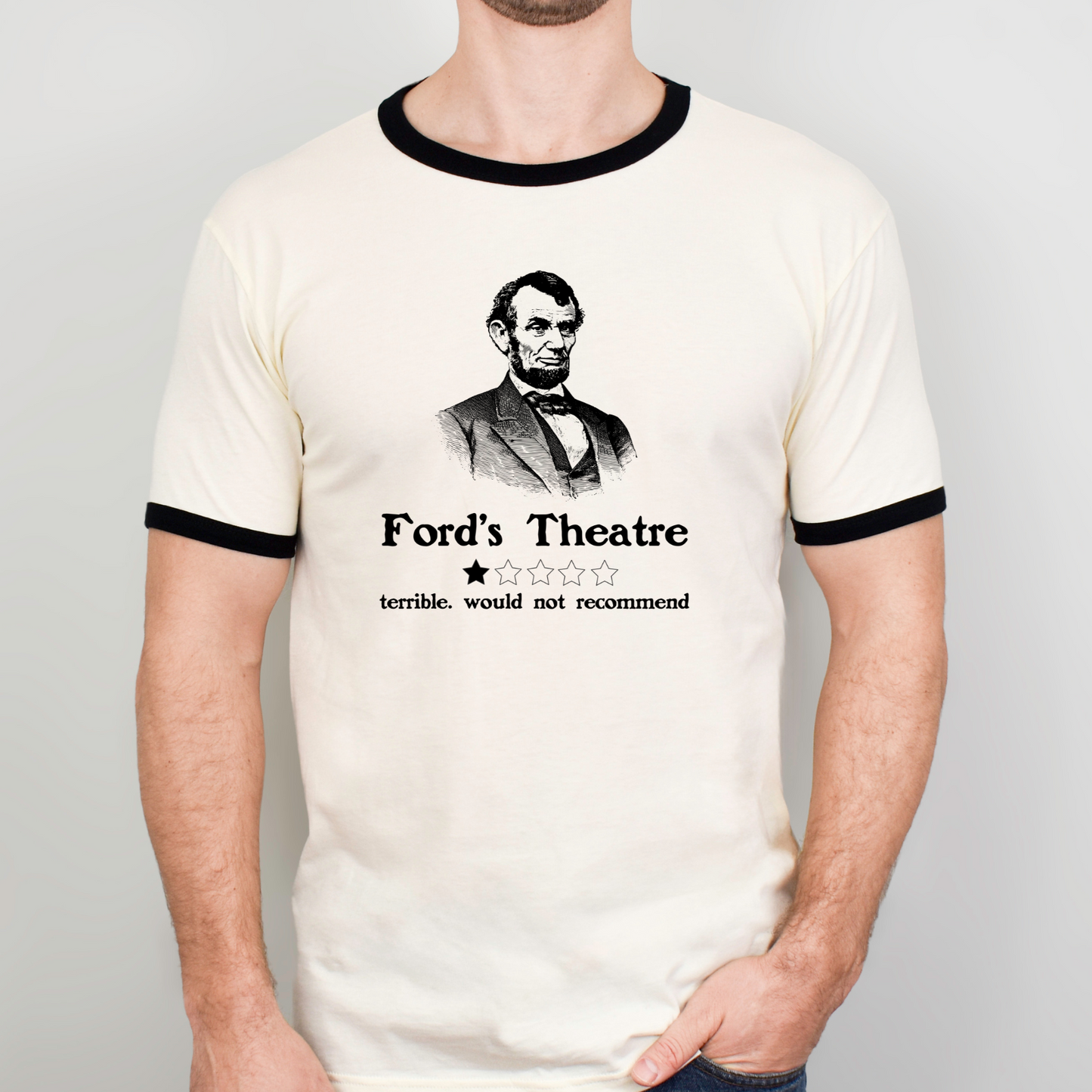 Ford's Theatre: Where Every Bad Review is a Classic Performance – Unisex Ringer Tee