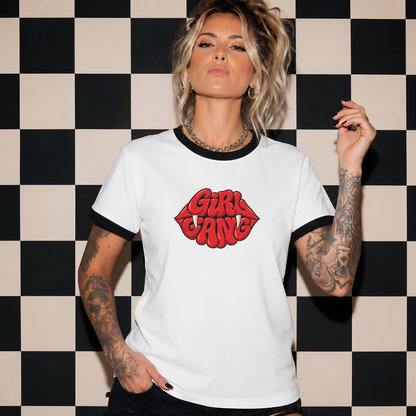 Girl Gang Vampire Ringer Tee | Women’s Retro Graphic Shirt