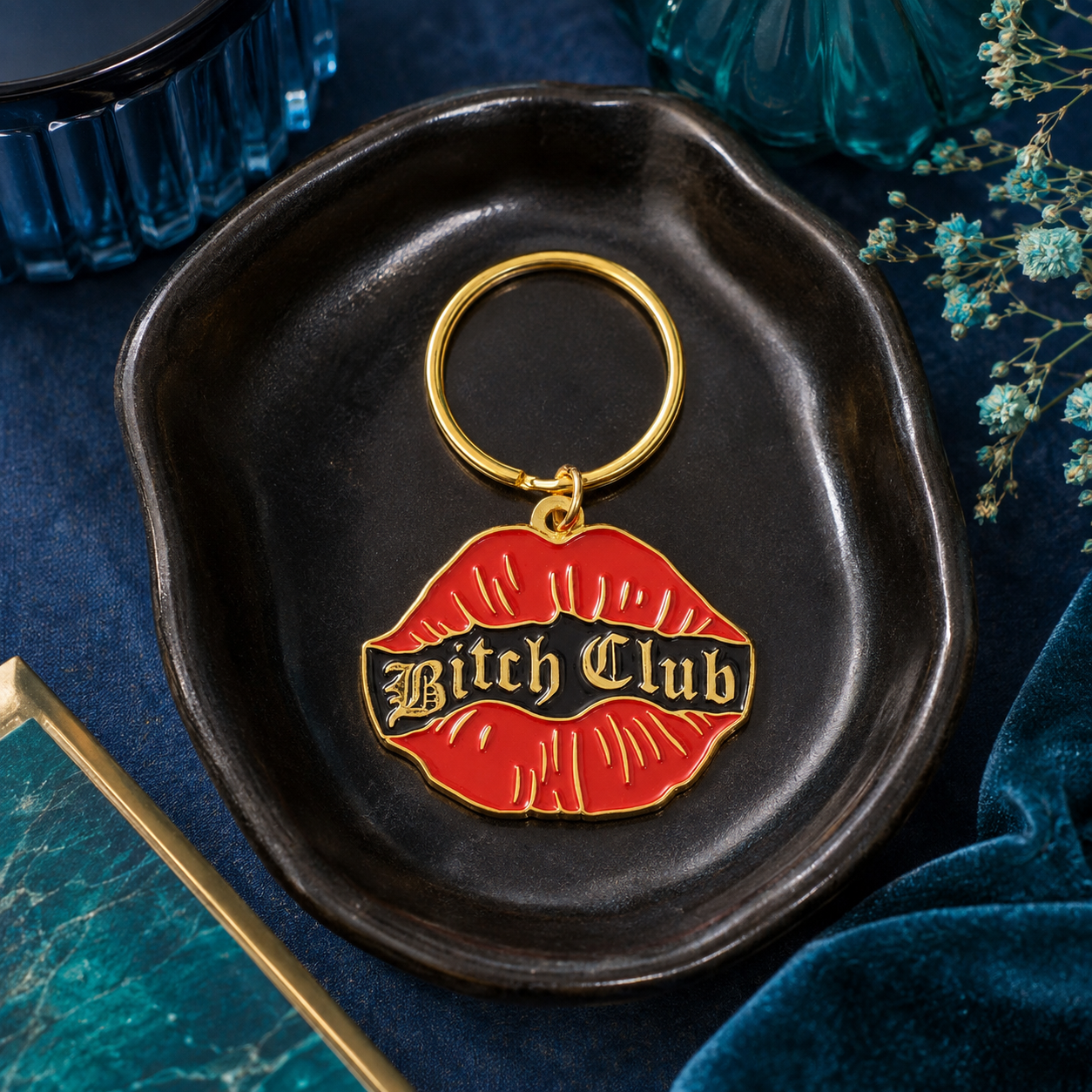 Bitch Club Red Lips Enamel Keychain