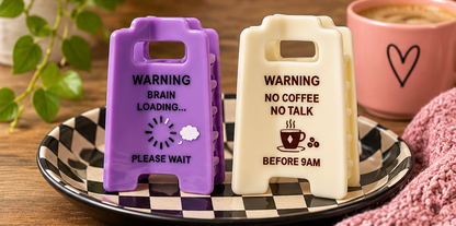 Funny Warning Sign Hair Claw Clips | Brain Loading & No Coffee | Gift Packaging Included