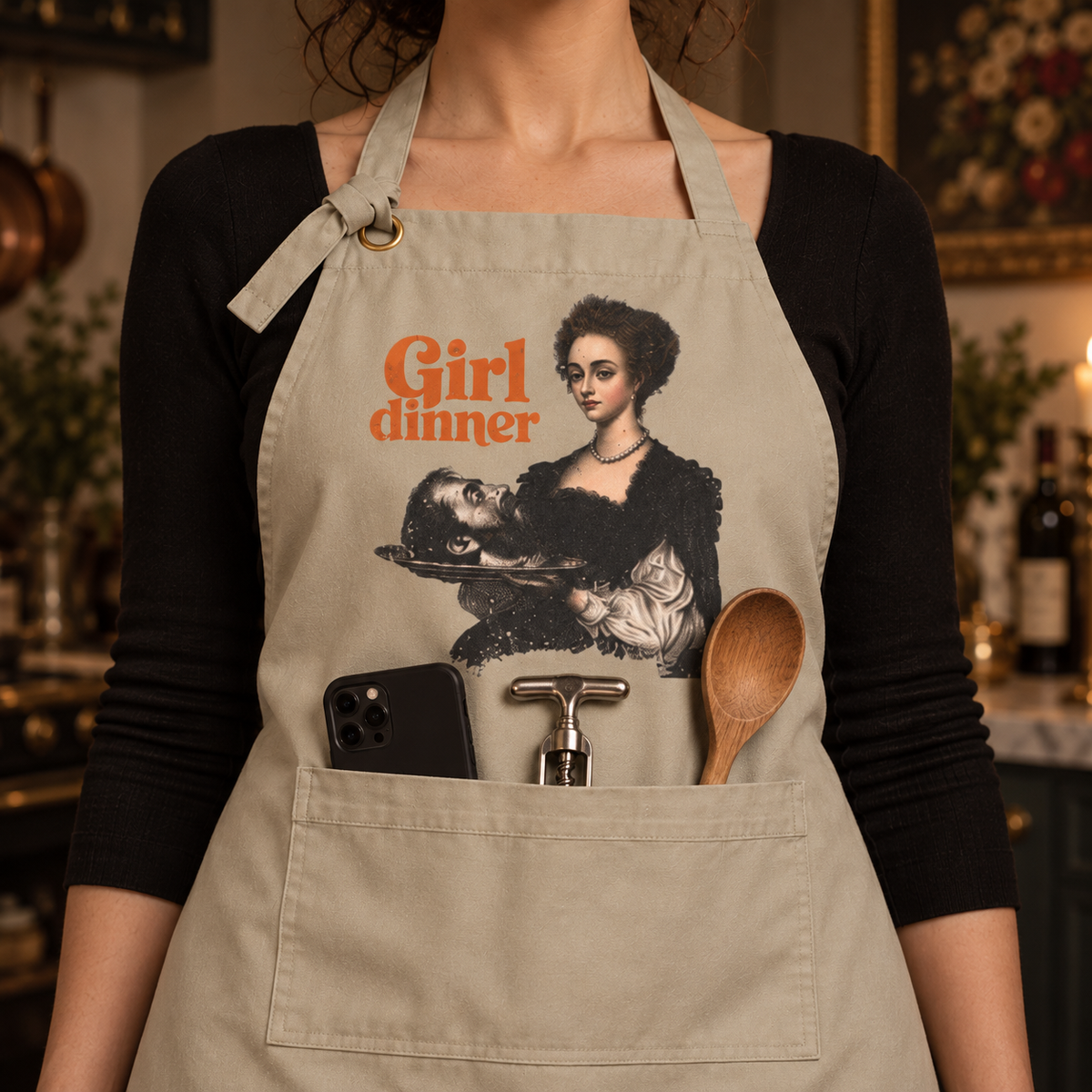 Girl Dinner Kitchen Heavy Twill Bib Apron | Hostess Gift for Her
