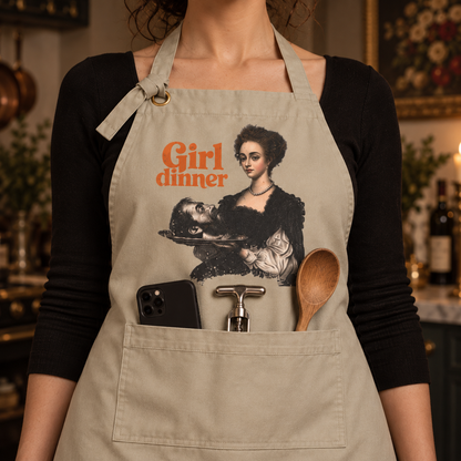 Girl Dinner Kitchen Heavy Twill Bib Apron | Hostess Gift for Her
