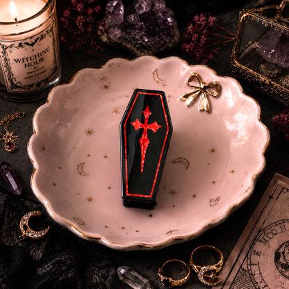 Coffin Hair Claw Clips Raven & Cross Gothic Hair Accessories with Black Velvet Gift Bag