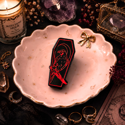 Coffin Hair Claw Clips Raven & Cross Gothic Hair Accessories with Black Velvet Gift Bag