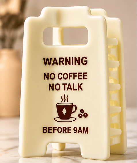 Funny Warning Sign Hair Claw Clips | Brain Loading & No Coffee | Gift Packaging Included
