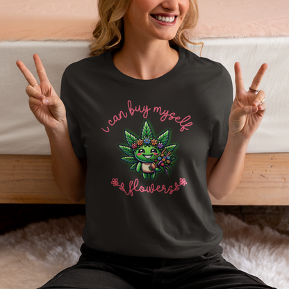 Cute Cannabis Mascot I Can Buy Myself Flowers 8 Colors Available Unisex Jersey Short Sleeve Tee