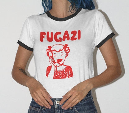 FUGAZI Ringer T-Shirt Iconic Retro Design Unisex in 8 Color Combos
