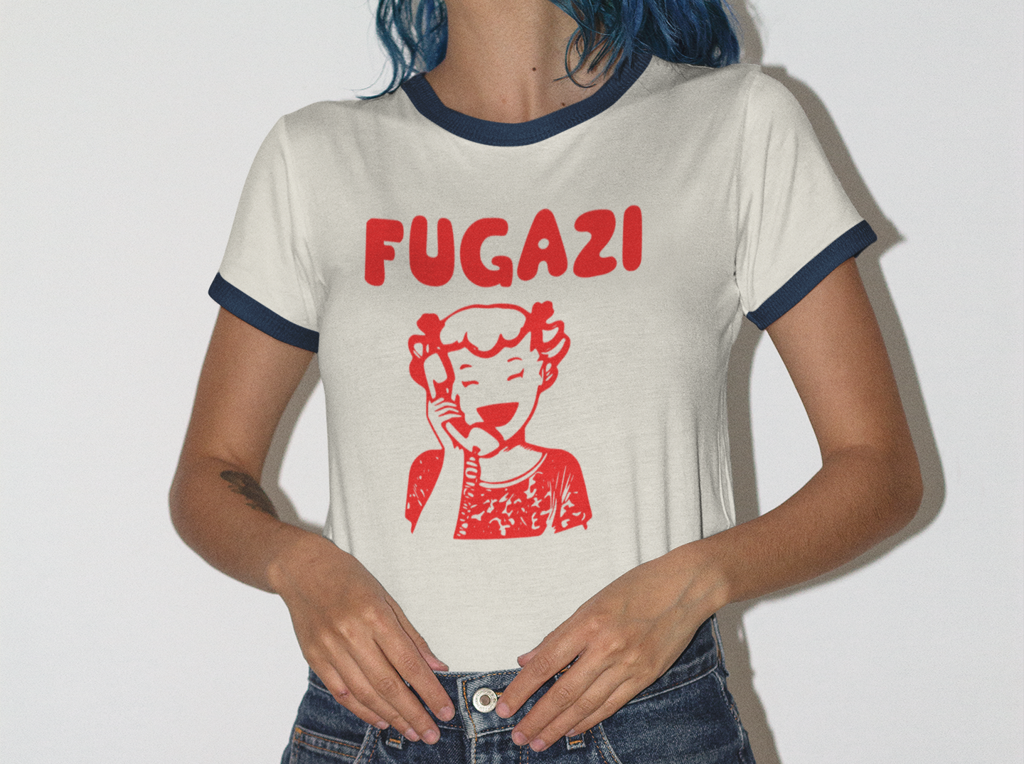 FUGAZI Ringer T-Shirt Iconic Retro Design Unisex in 8 Color Combos
