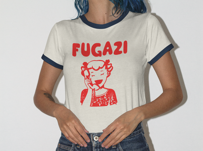 FUGAZI Ringer T-Shirt Iconic Retro Design Unisex in 8 Color Combos