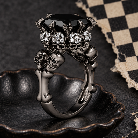 Black Skull Statement Ring | Size 8