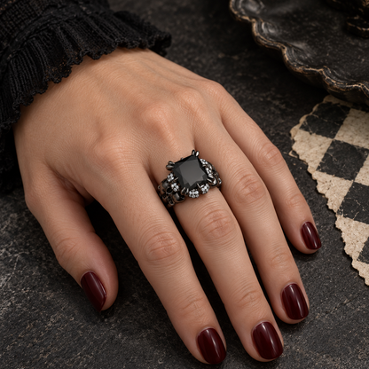 Black Skull Statement Ring | Size 8