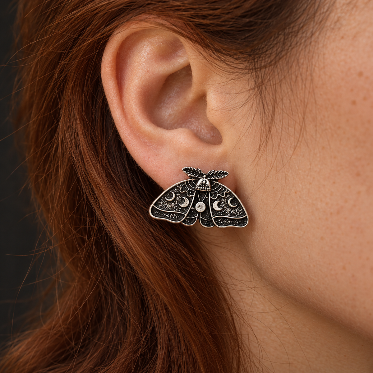 Celestial Moth Stud Earrings