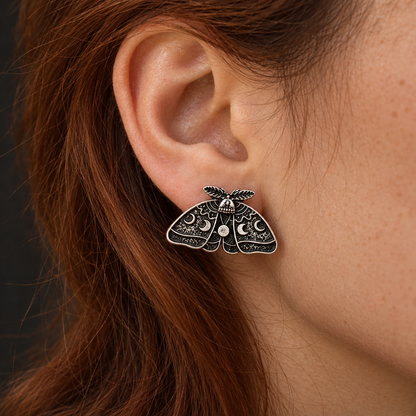 Celestial Moth Stud Earrings