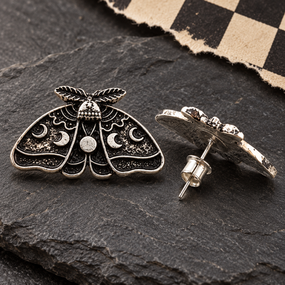Celestial Moth Stud Earrings