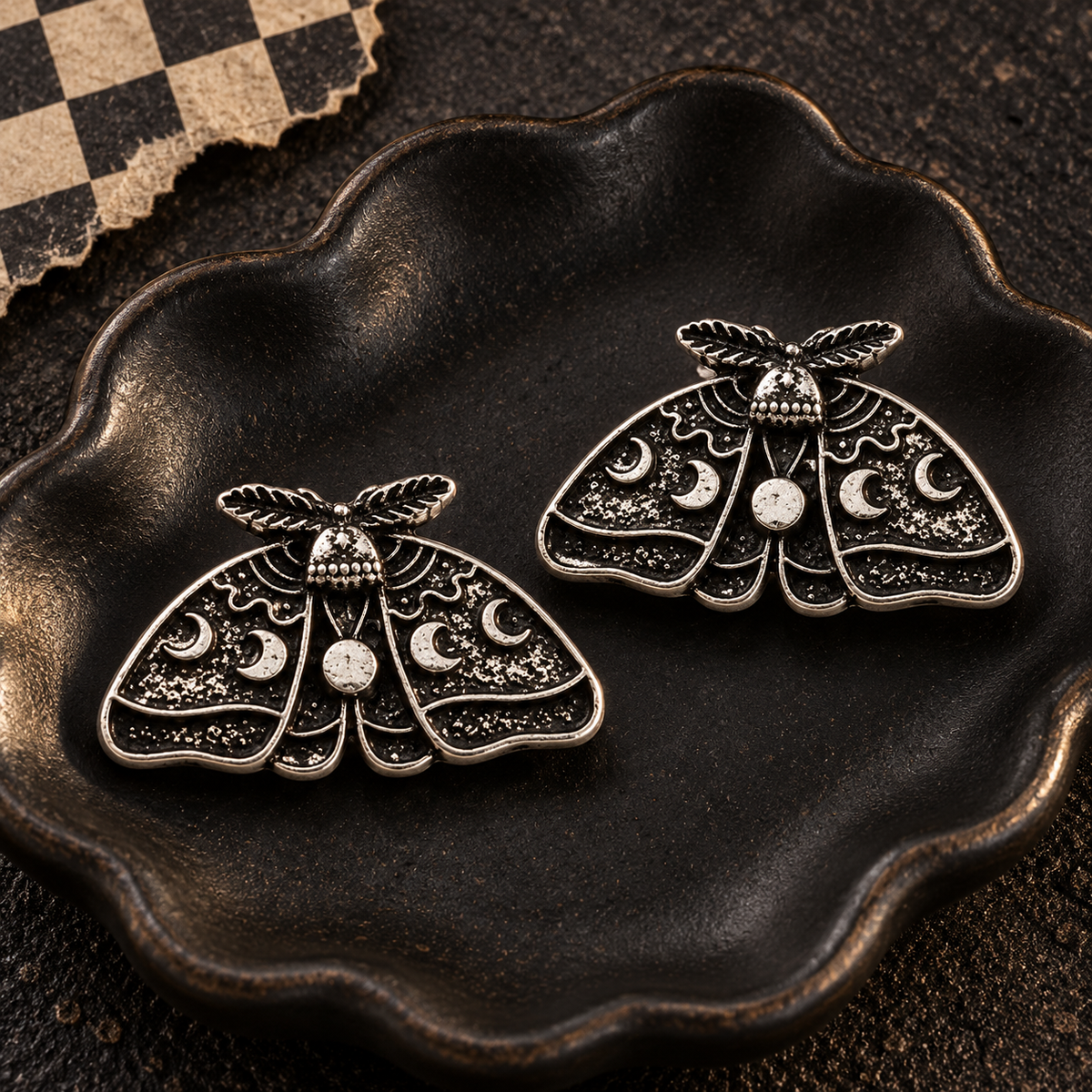 Celestial Moth Stud Earrings