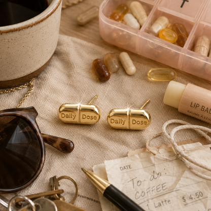 Daily Dosage Pill Wellness Studs