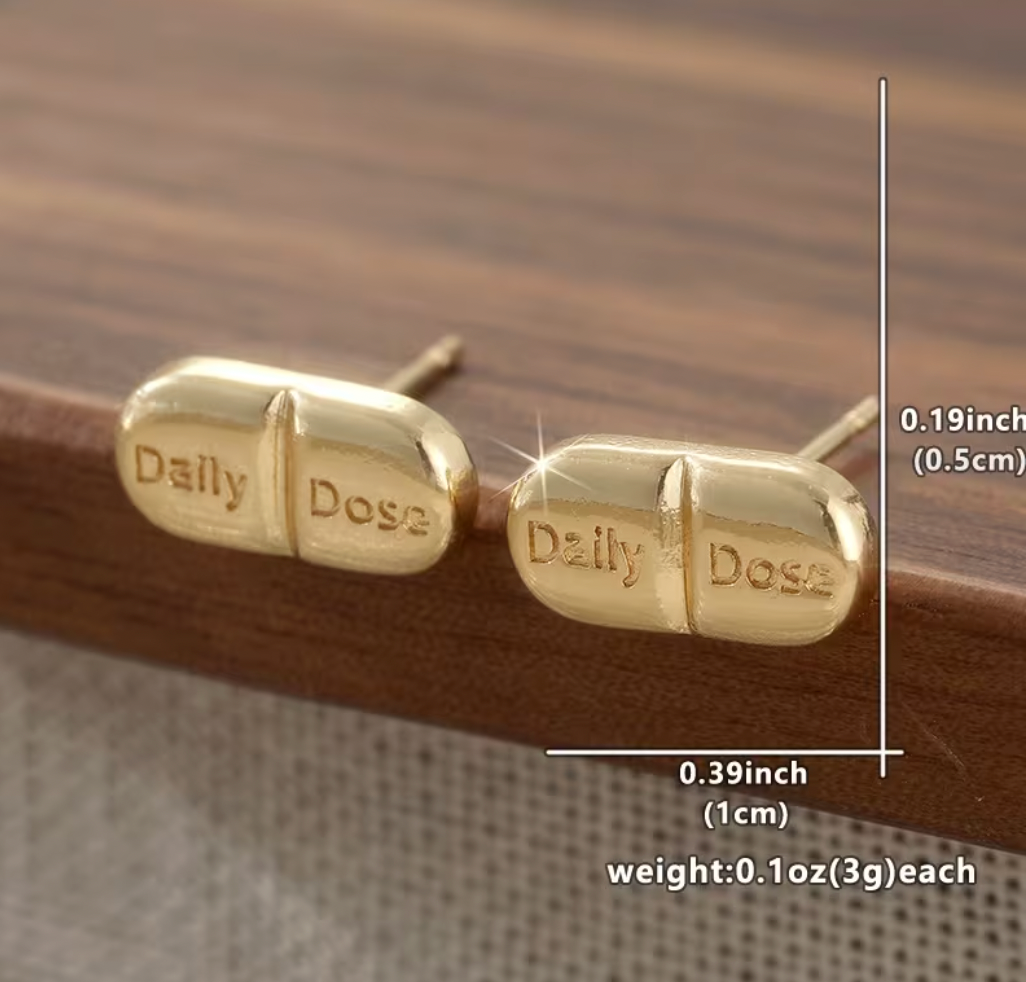 Daily Dosage Pill Wellness Studs