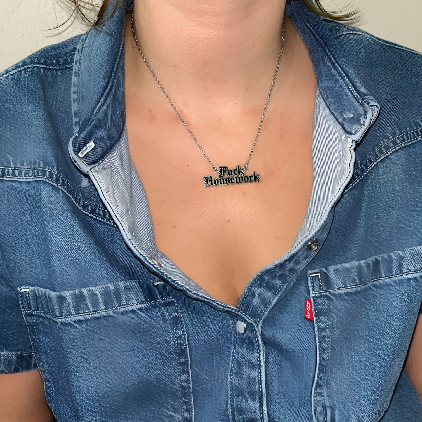 Fuck Housework Enamel Pendant Necklace by Foolish Fetish