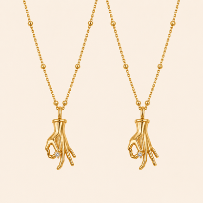Gold Hand Gesture Necklace | Middle Finger or OK Hand Includes Gift Packaging