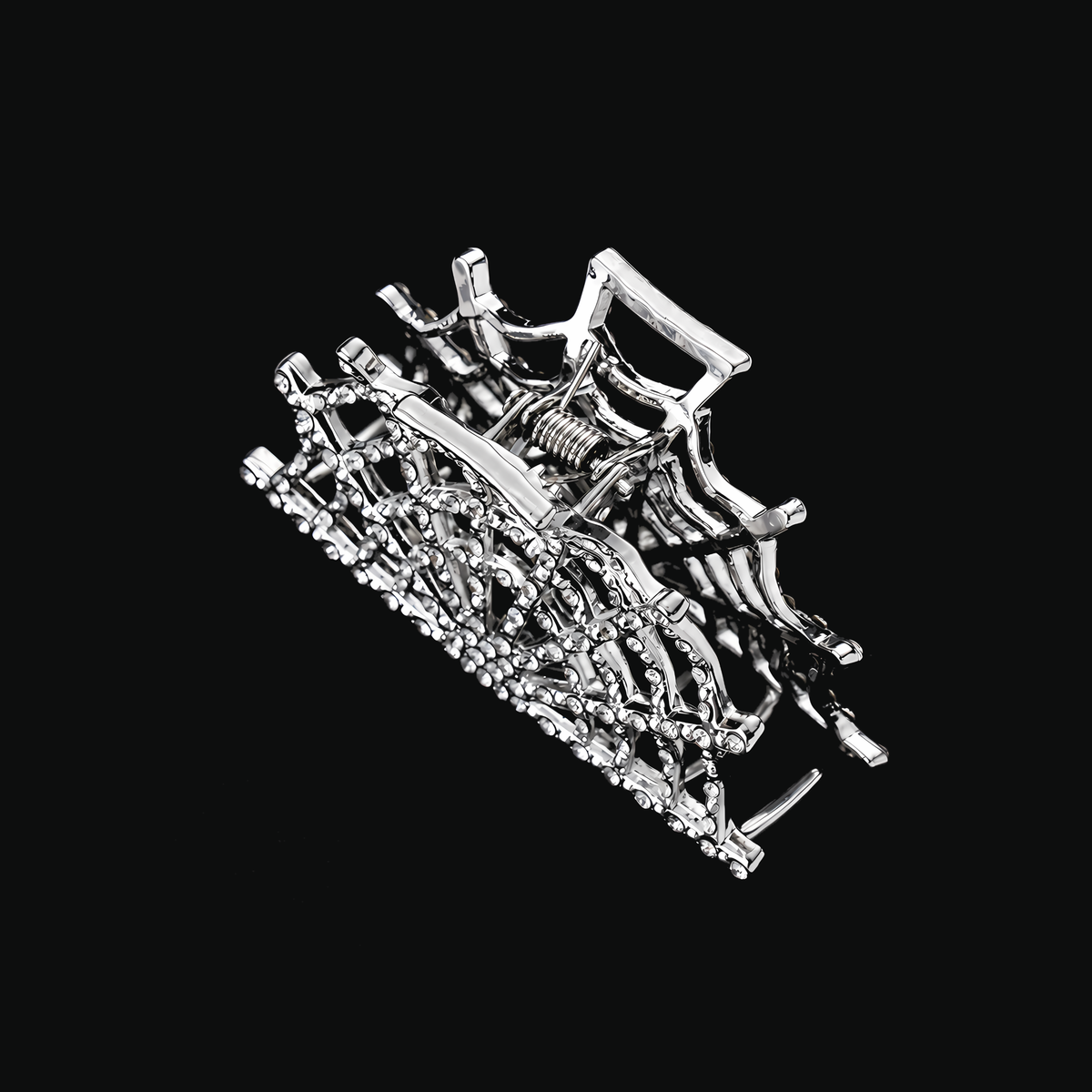 Gothic Hair Claw Clip Set | Vampire Lips & Silver Rhinestone Spiderweb with Gift Packaging & CWS Stickers