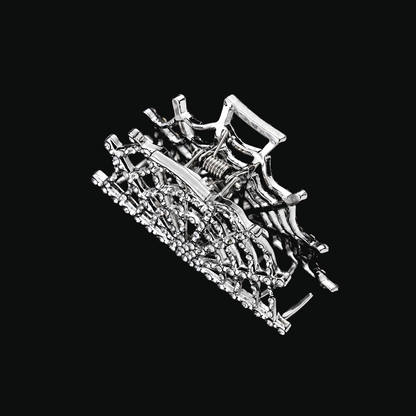 Gothic Hair Claw Clip Set | Vampire Lips & Silver Rhinestone Spiderweb with Gift Packaging & CWS Stickers