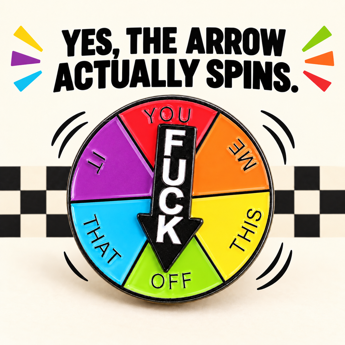 Interactive Mood Spinner Enamel Pin | Funny Lapel Pin