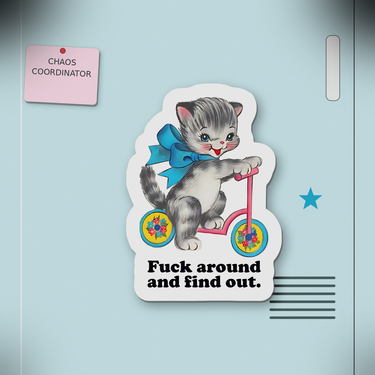 Vintage Cat Sticker – Mess Around and Find Out Waterproof Vinyl Decal + Bonus Sticker and Free Shipping
