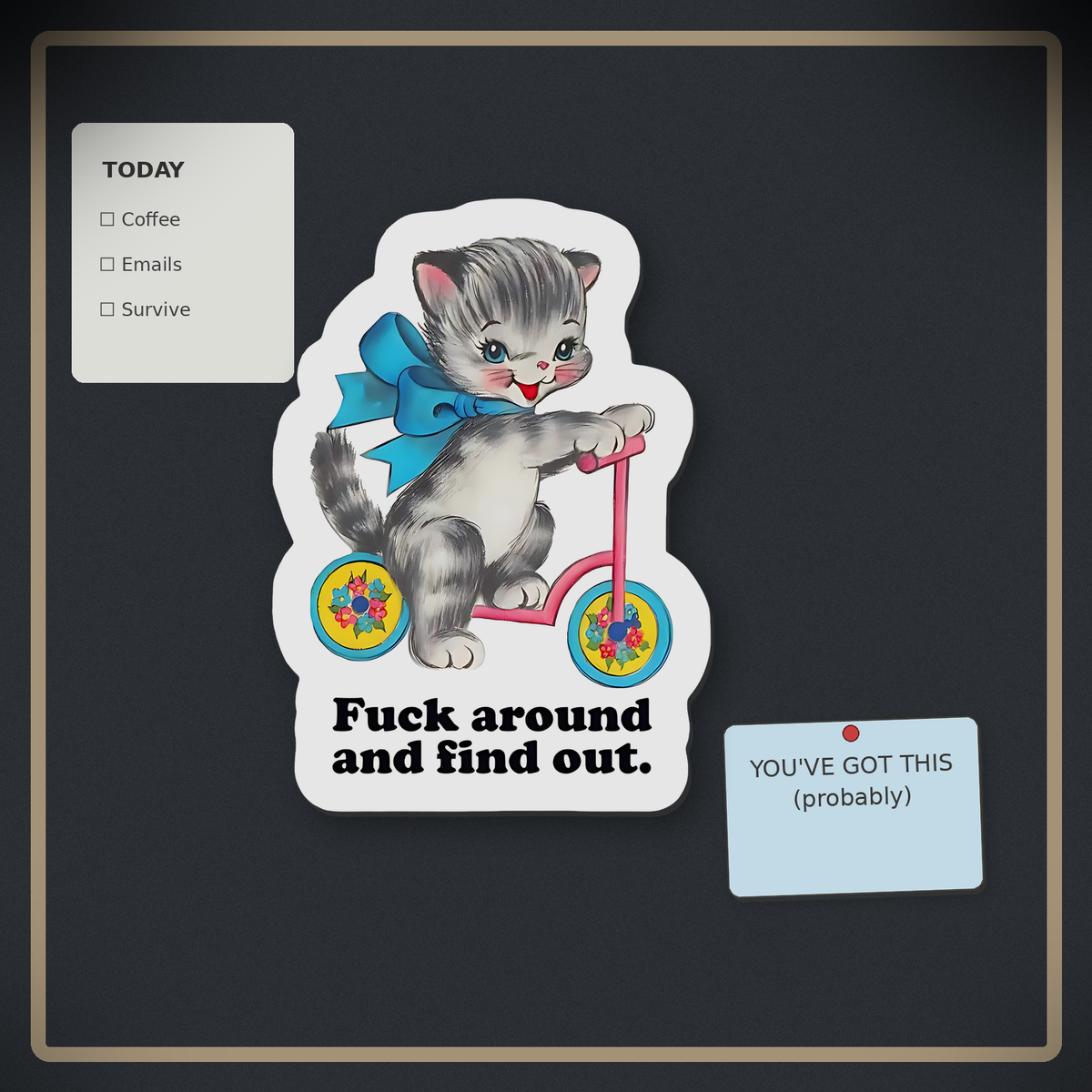 Vintage Cat Sticker – Mess Around and Find Out Waterproof Vinyl Decal + Bonus Sticker and Free Shipping