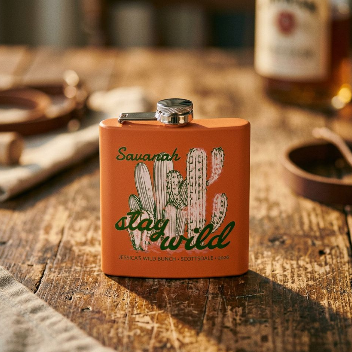 Personalized Stay Wild Bachelorette Stainless Steel Flask 6oz