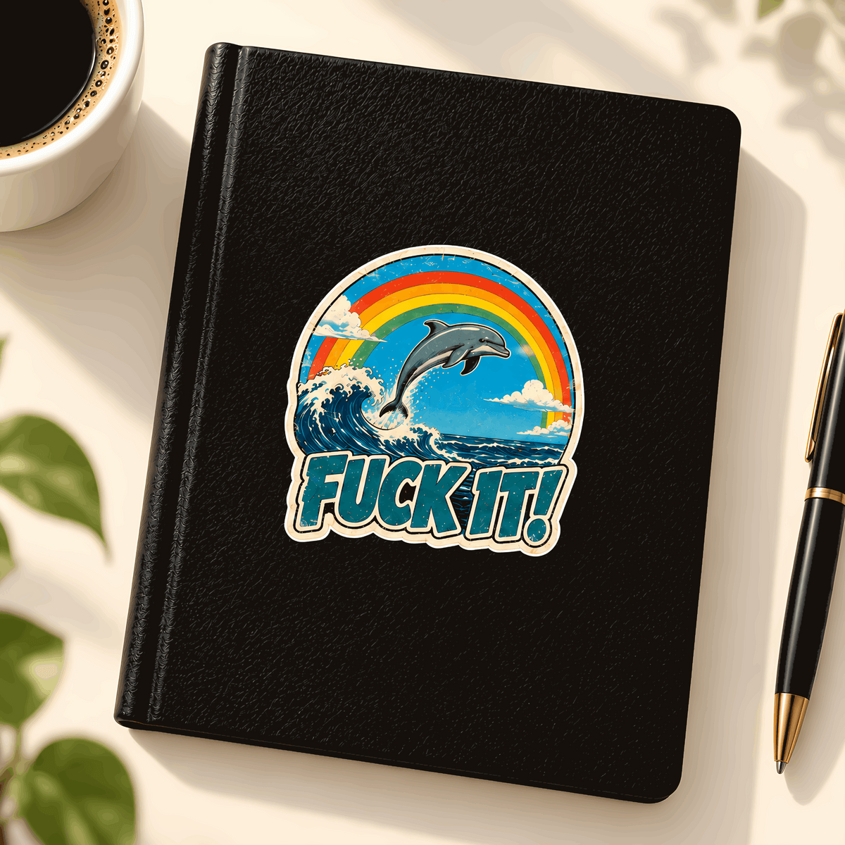 Retro Rainbow Dolphin Sticker | Vintage Beach Decal + Bonus Sticker and Free Shipping