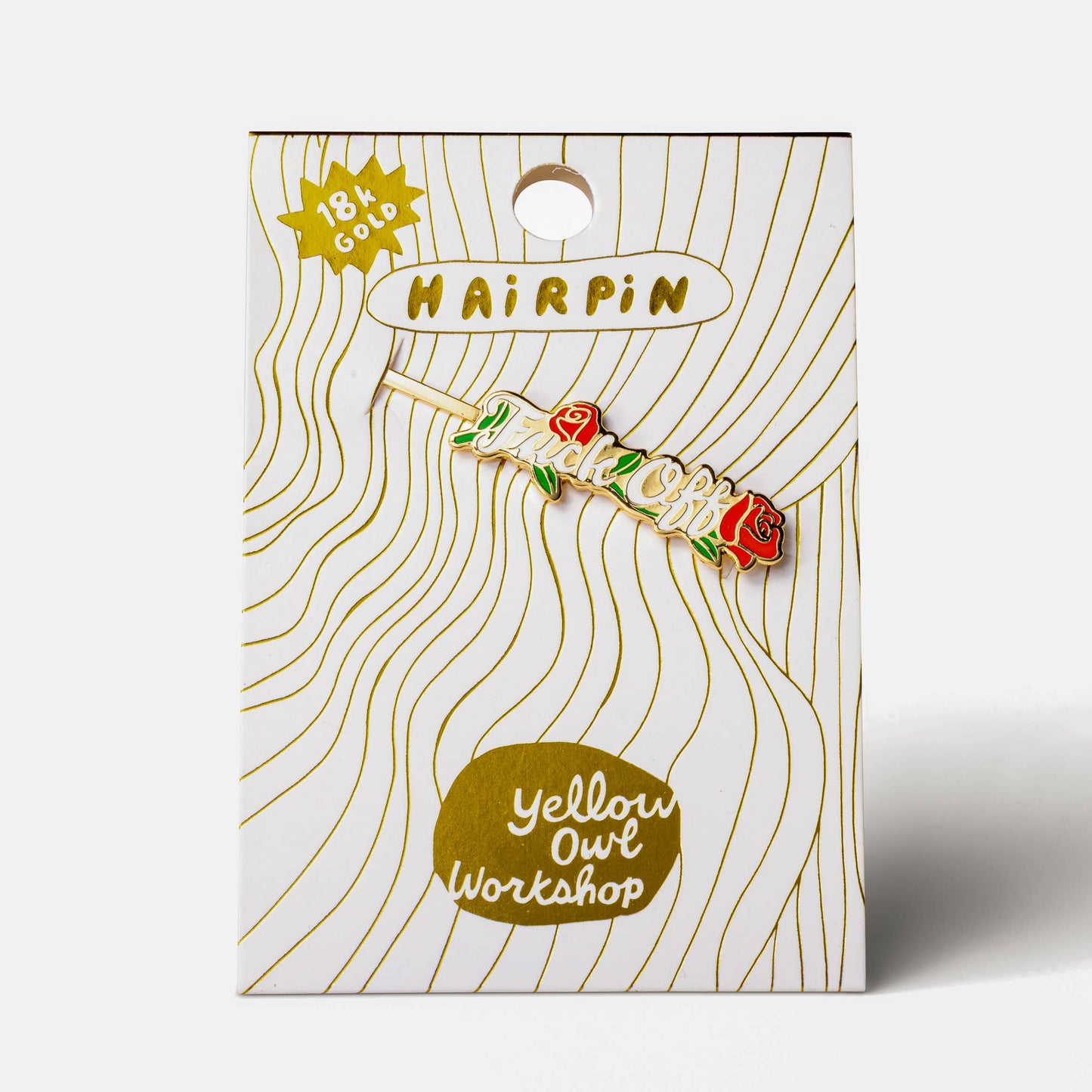 Fuck Off Rose Enamel Hairpin Duo