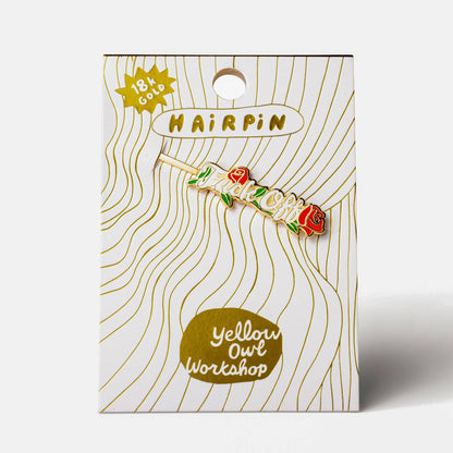 Fuck Off Rose Enamel Hairpin Duo