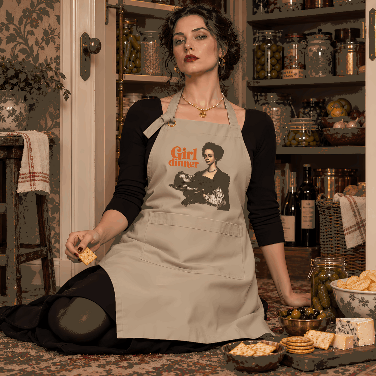 Girl Dinner Kitchen Heavy Twill Bib Apron | Hostess Gift for Her