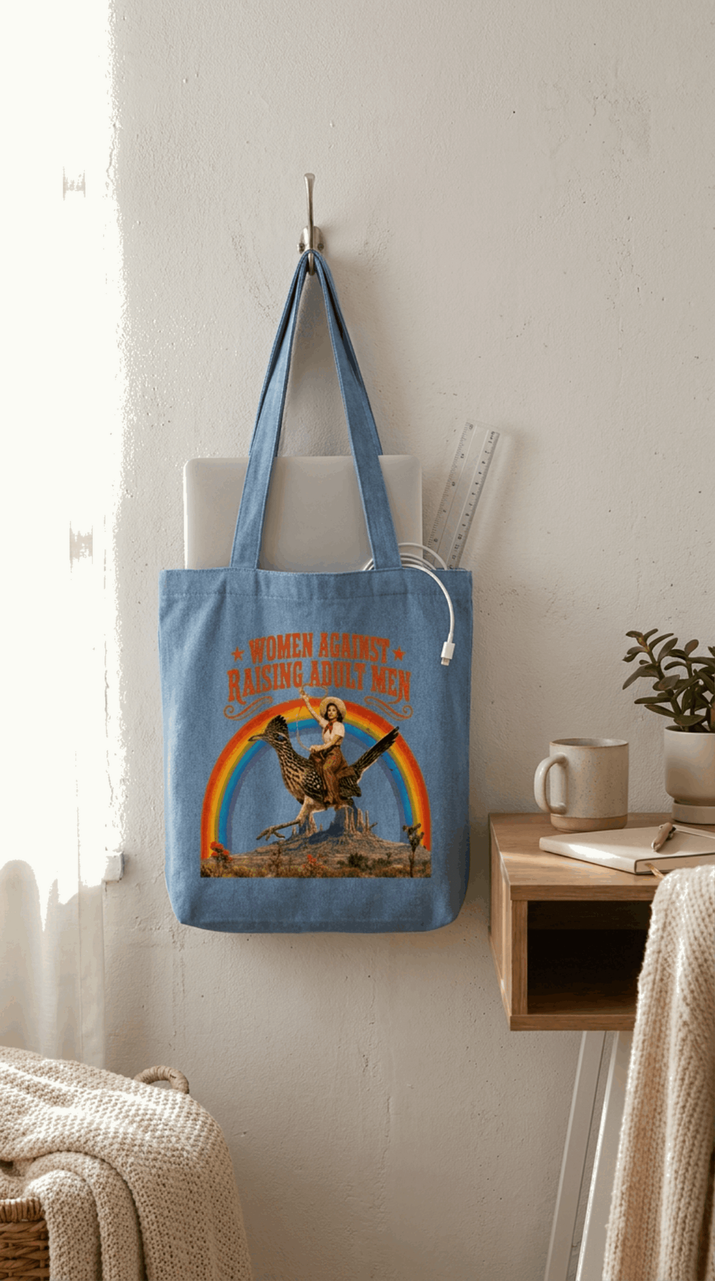 Women Against Raising Adult Men Denim Tote