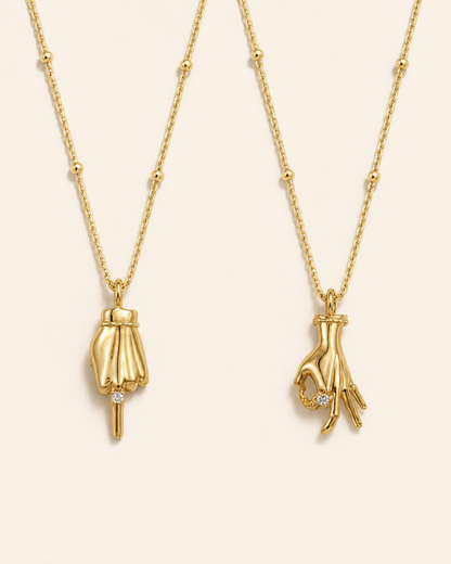 Gold Hand Gesture Necklace | Middle Finger or OK Hand Includes Gift Packaging