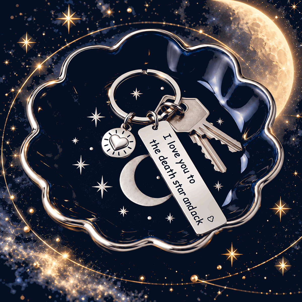 I Love You to the Death Star and Back Keyring Includes Gift Packaging