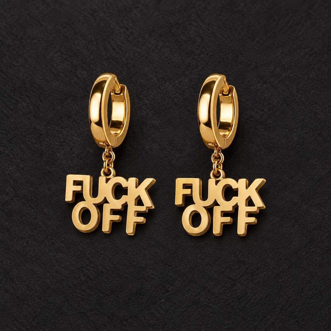 Lettering jewelry set close up
