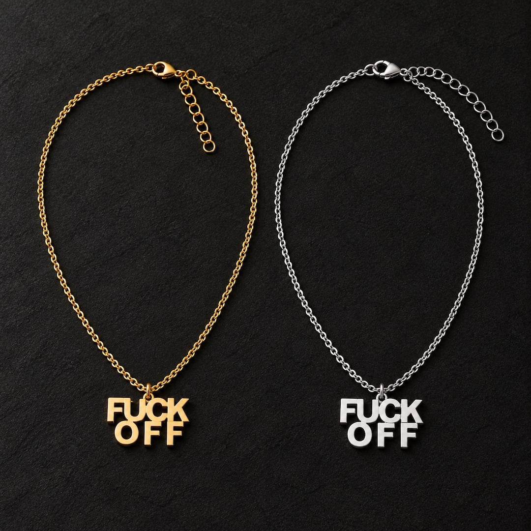 Gold and silver lettering pendant necklaces