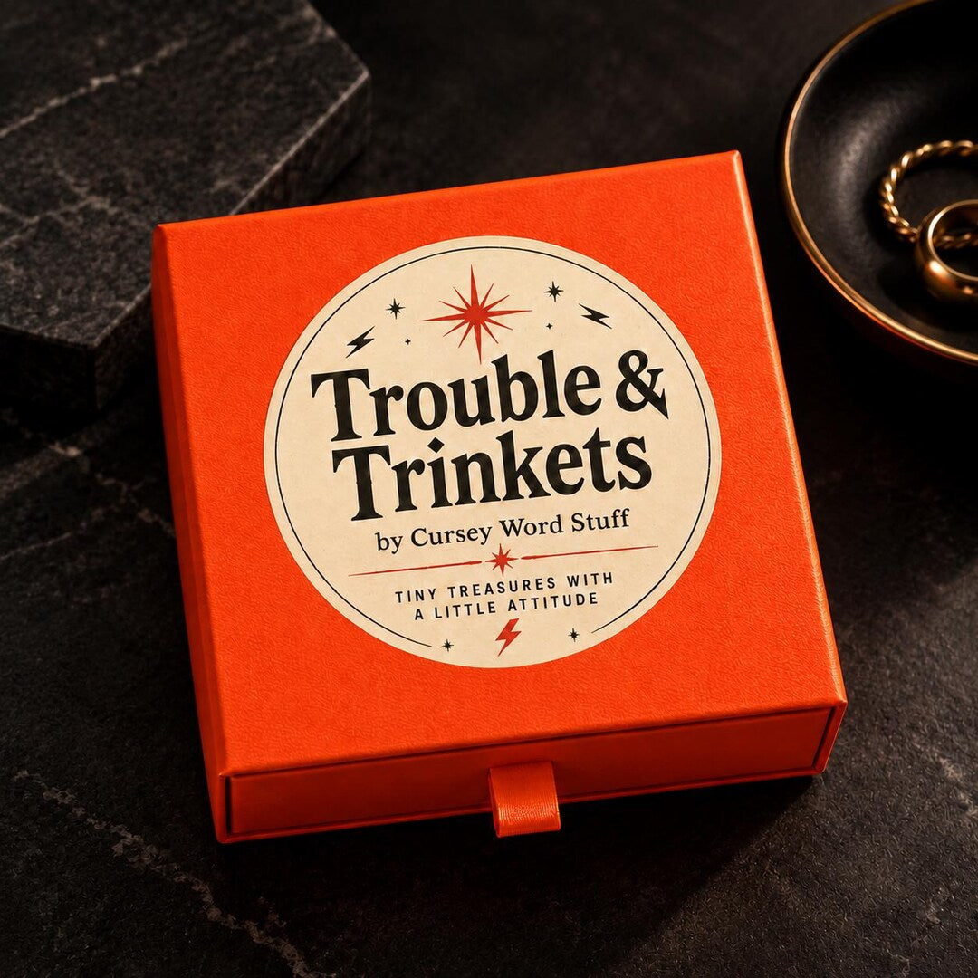 Orange Trouble and Trinkets by Cursey Word Stuff gift box