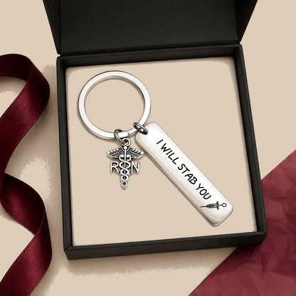 Funny RN Nurse Keychain with Medical Charm