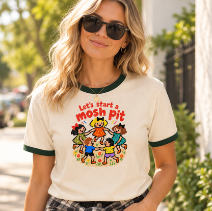 Let’s Start a Mosh Pit Retro Unisex Ringer Tee