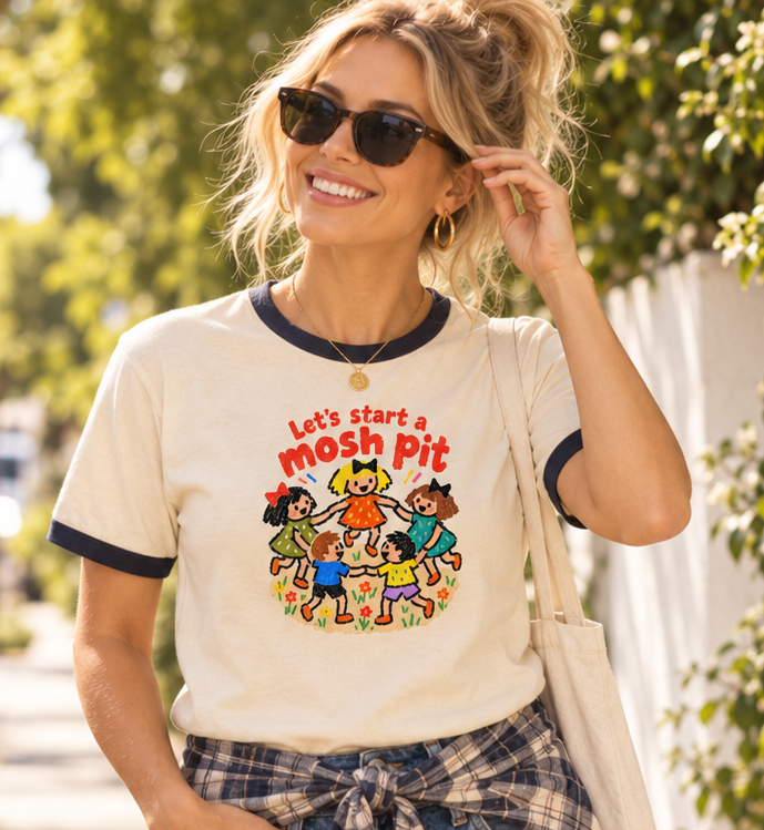 Let’s Start a Mosh Pit Retro Unisex Ringer Tee