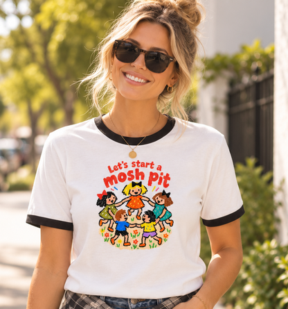 Let’s Start a Mosh Pit Retro Unisex Ringer Tee