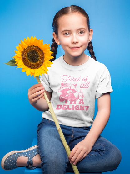 "First of all, I'm a Delight" Kids T-Shirt | Comfort Colors Back-to-School Tee in 4 Colors