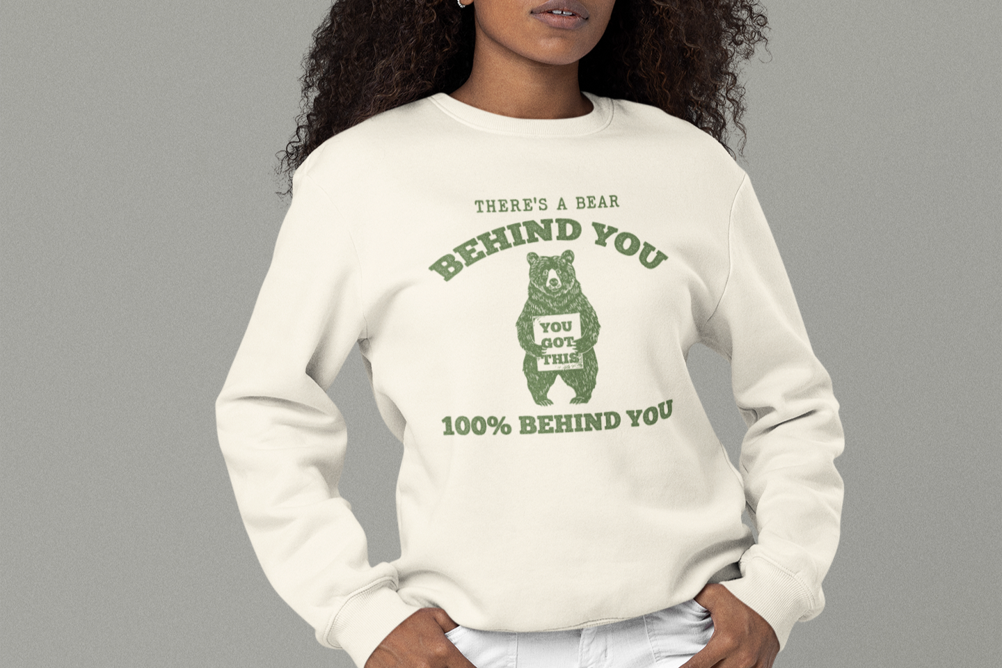 There is a Bear Behind You Unisex Comfort Colors Lightweight Crewneck Sweatshirt in 7 Colors