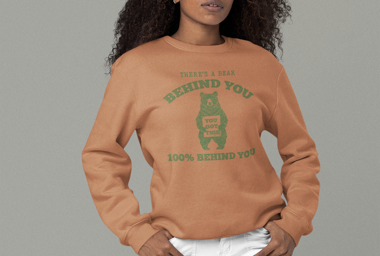 There is a Bear Behind You Unisex Comfort Colors Lightweight Crewneck Sweatshirt in 7 Colors