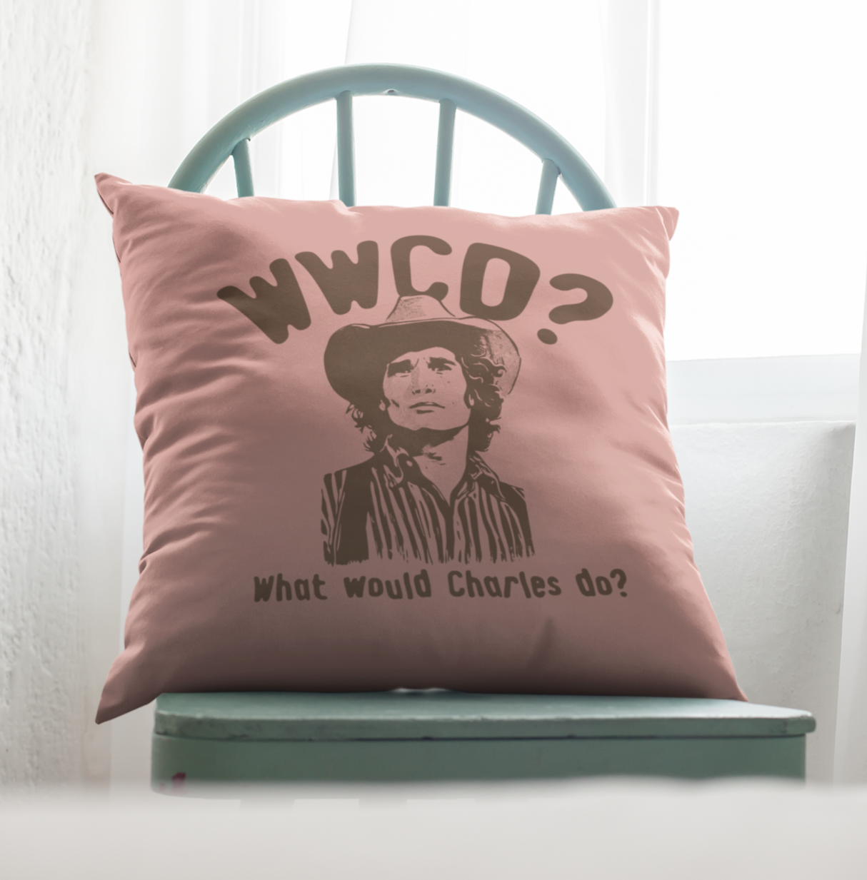 WWCD? What Would Charles Do? Western Throw Pillow Funny Vintage-Inspired Home Decor