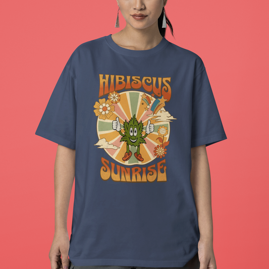Hibiscus Sunrise Sativa Cannabis Unisex Garment Dyed T-shirt: Extended Sizes Available