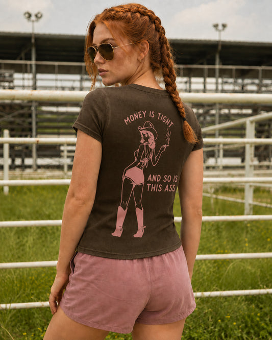 Women’s Sunfade Washed Cowgirl Money Is Tight T-Shirt